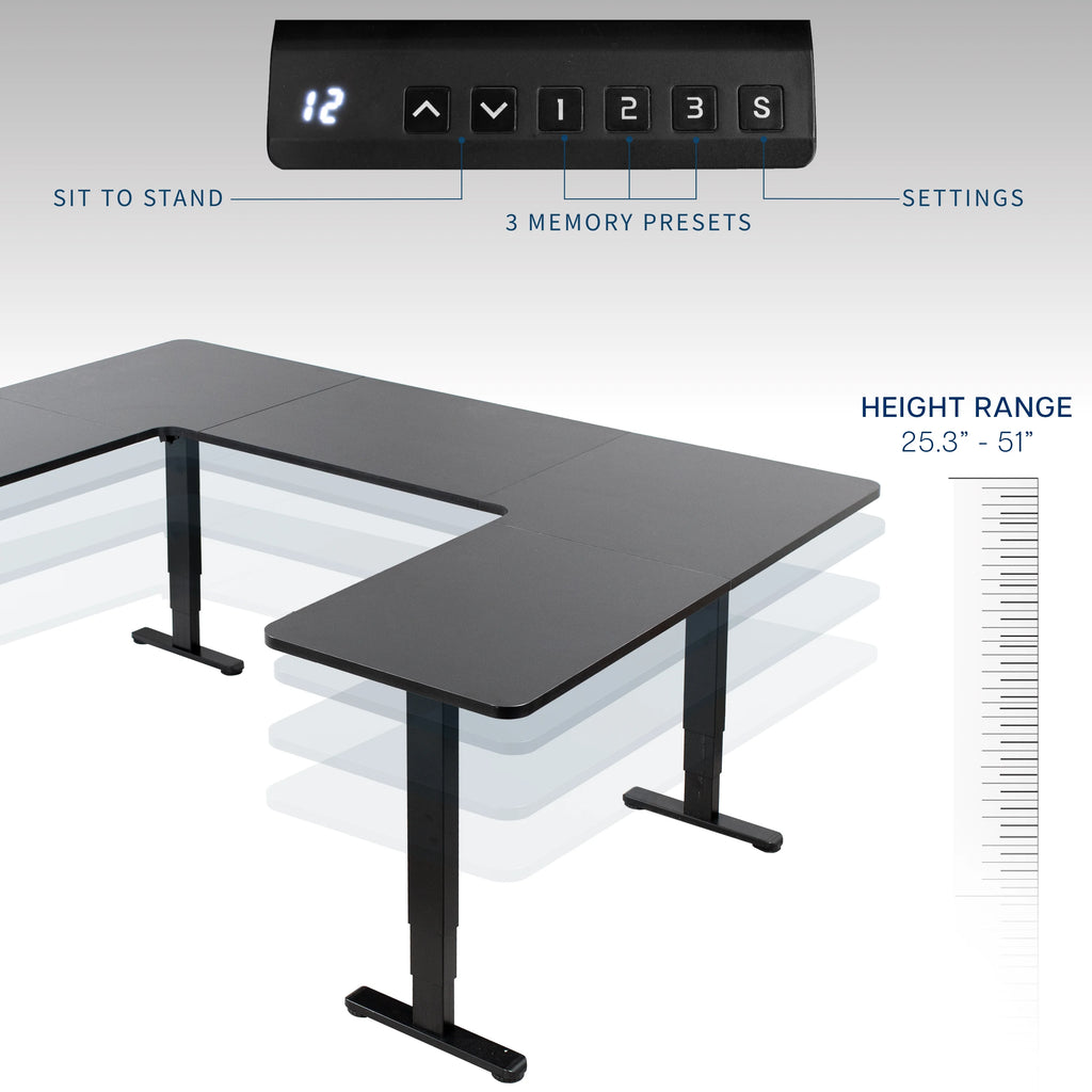 Black U-Shaped Height Adjustable Electric Standing Desk A163889