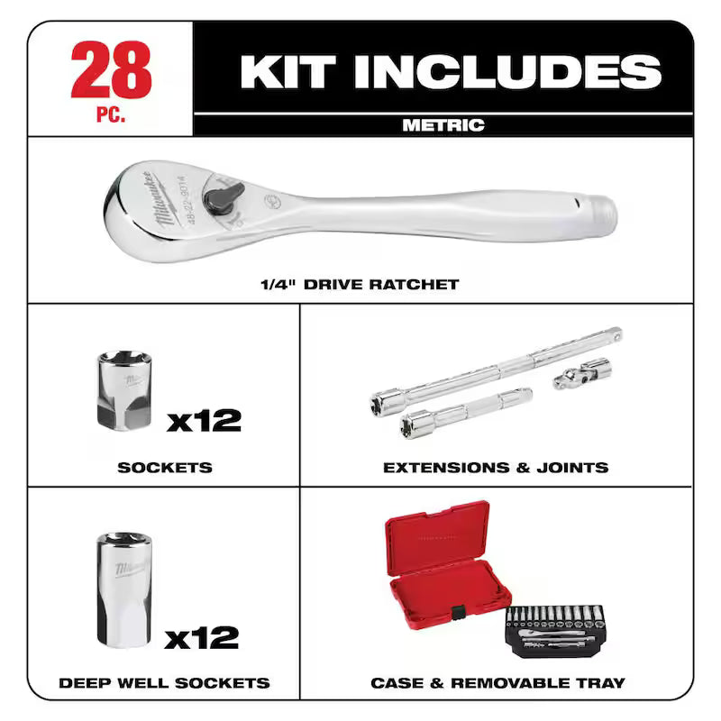1/4 in. Drive SAE/Metric Ratchet and Socket Mechanics Tool Set (54-Piece) R141