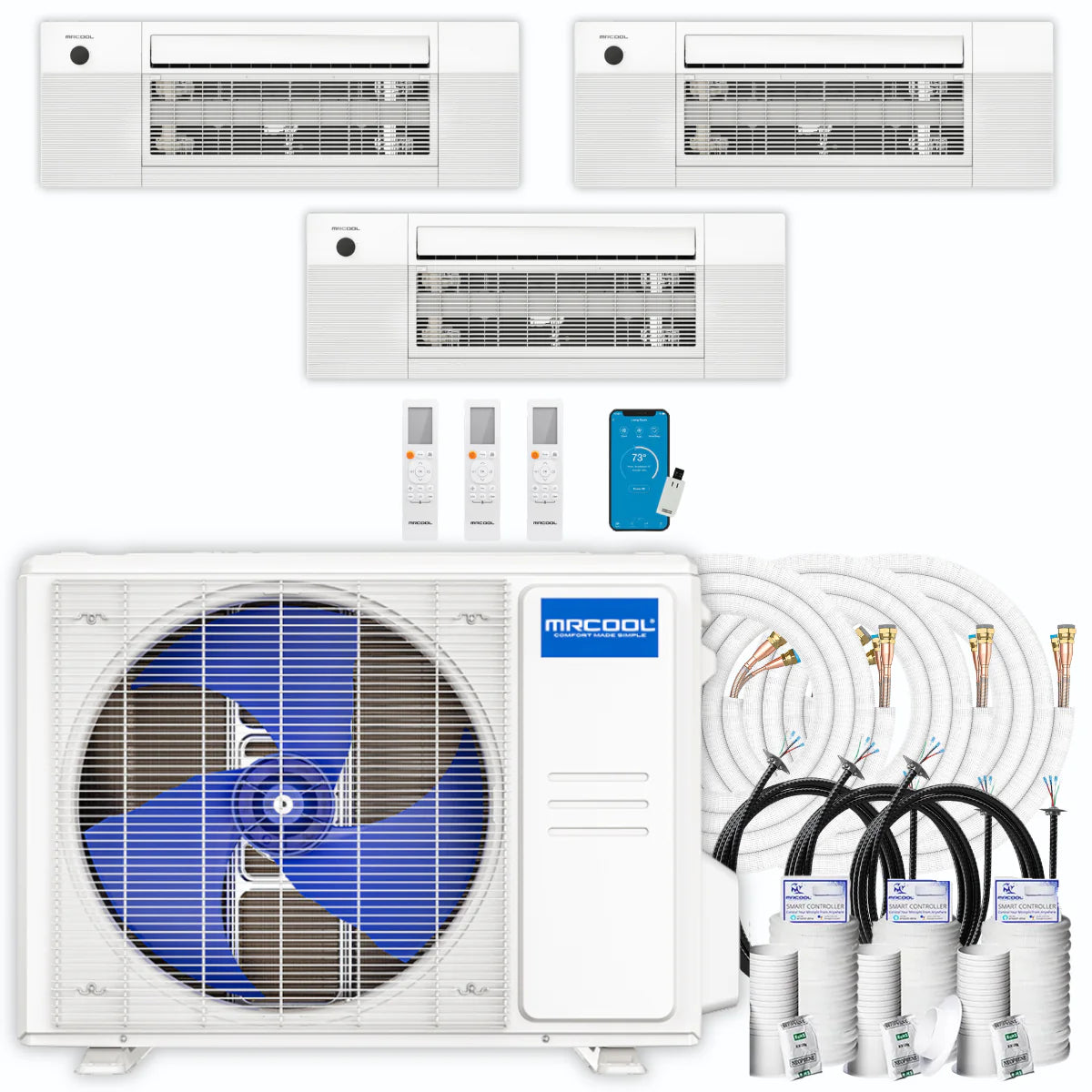 42,000 BTU 3 Zone Ceiling Cassette Ductless Air Conditioner and Heat Pump O874