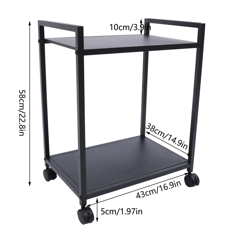 2-Tier Computer Tower Stand with Lockable Wheels K5236