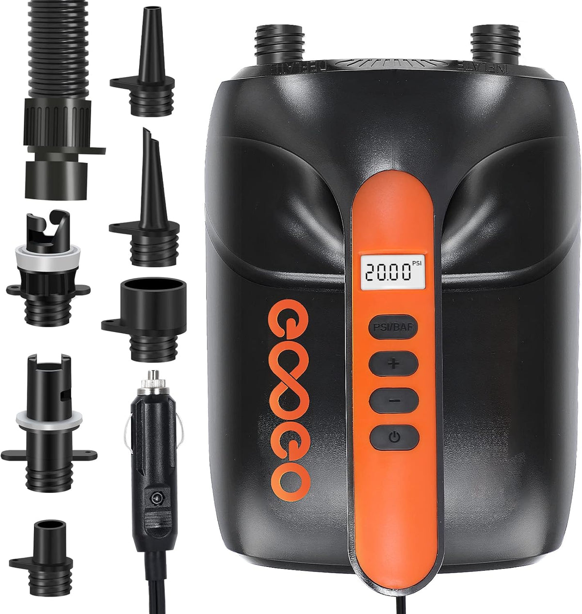 20PSI Portable Electric Paddle Board Pump with LCD Auto-Off, 6 Nozzles J869520