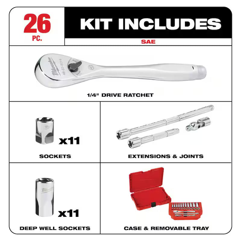 1/4 in. Drive SAE/Metric Ratchet and Socket Mechanics Tool Set (54-Piece) R141