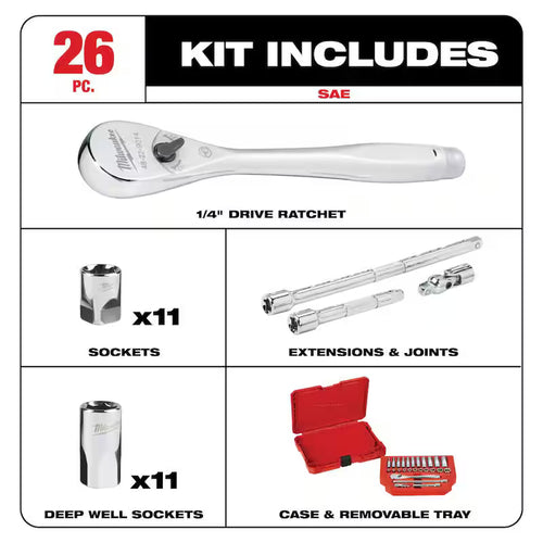 1/4 in. Drive SAE/Metric Ratchet and Socket Mechanics Tool Set (54-Piece) R141