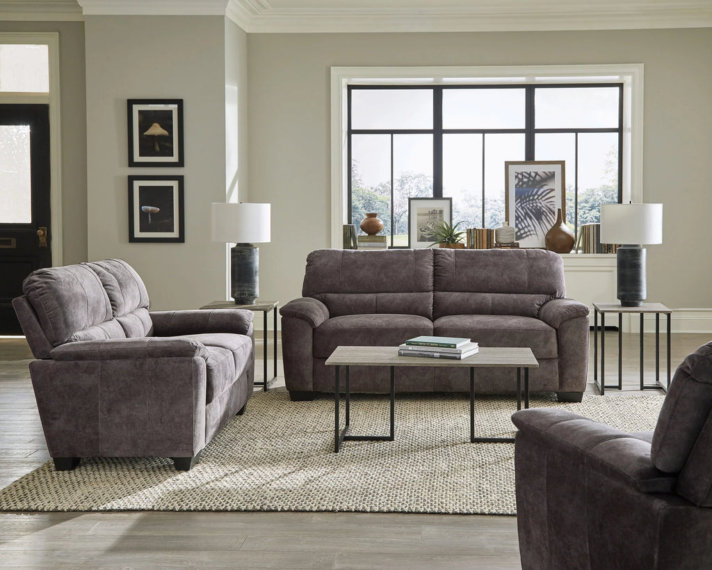 Charcoal Grey Upholstered Pillow Top Arm Sofa Q571866