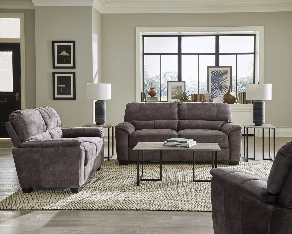 Charcoal Grey Upholstered Pillow Top Arm Sofa Q571866