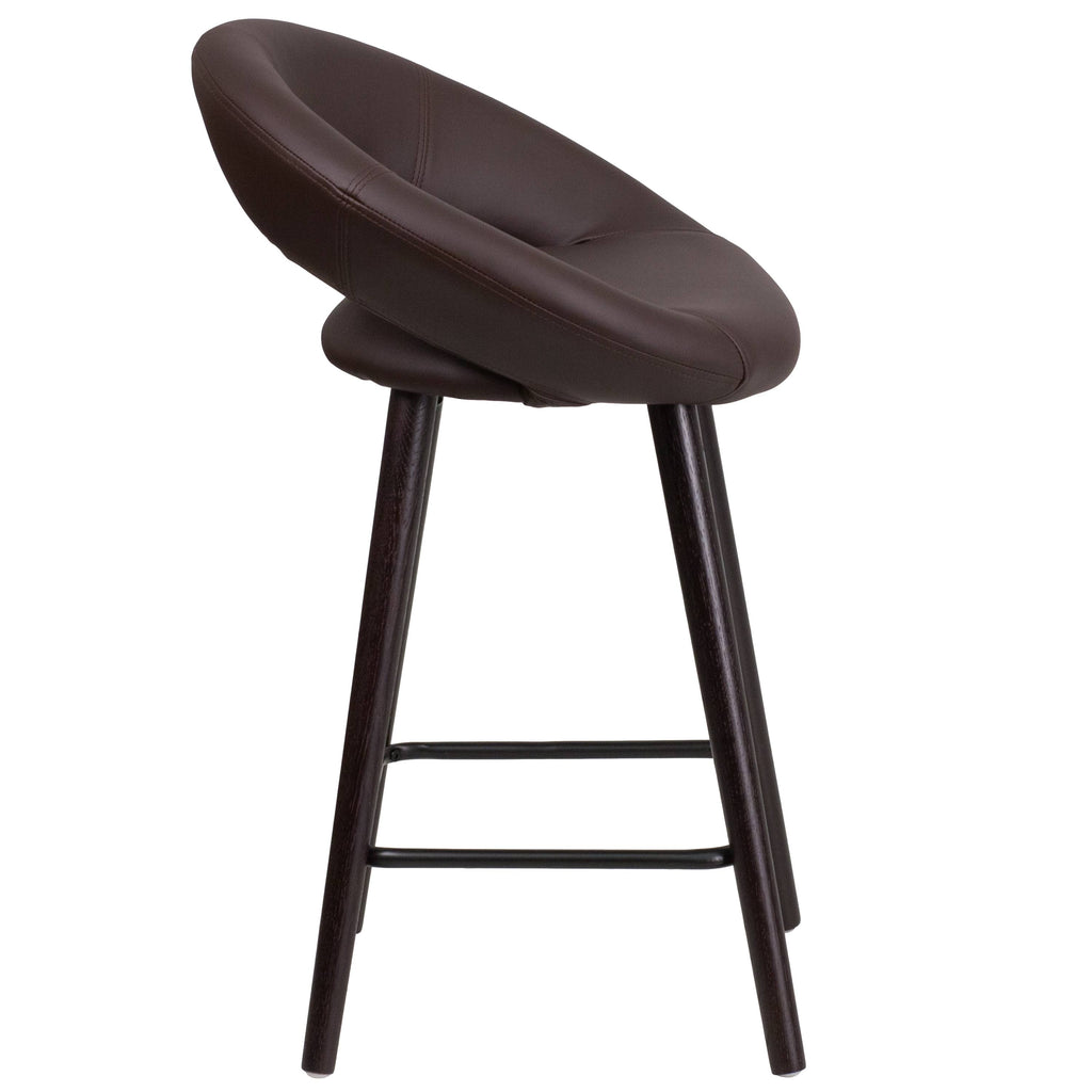 Brown Counter Stool with Wood Base (1 Stool) C66407