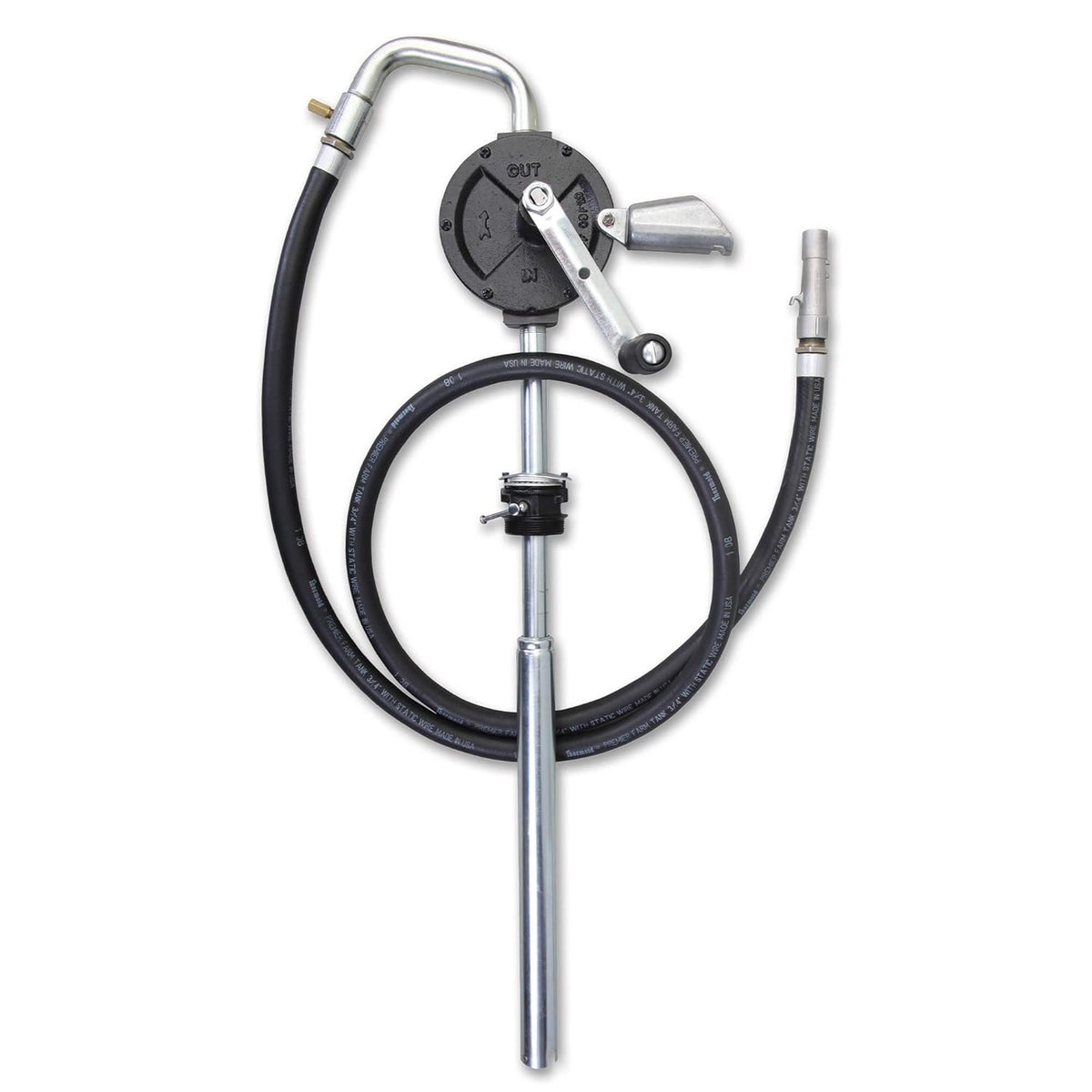 10 GPM Rotary Vane Manual Fuel Transfer Pump with 8-Ft Anti-Static Hose, Non-Sparking Nozzle, Holder, Vacuum Breaker & Flame Arrestor T711