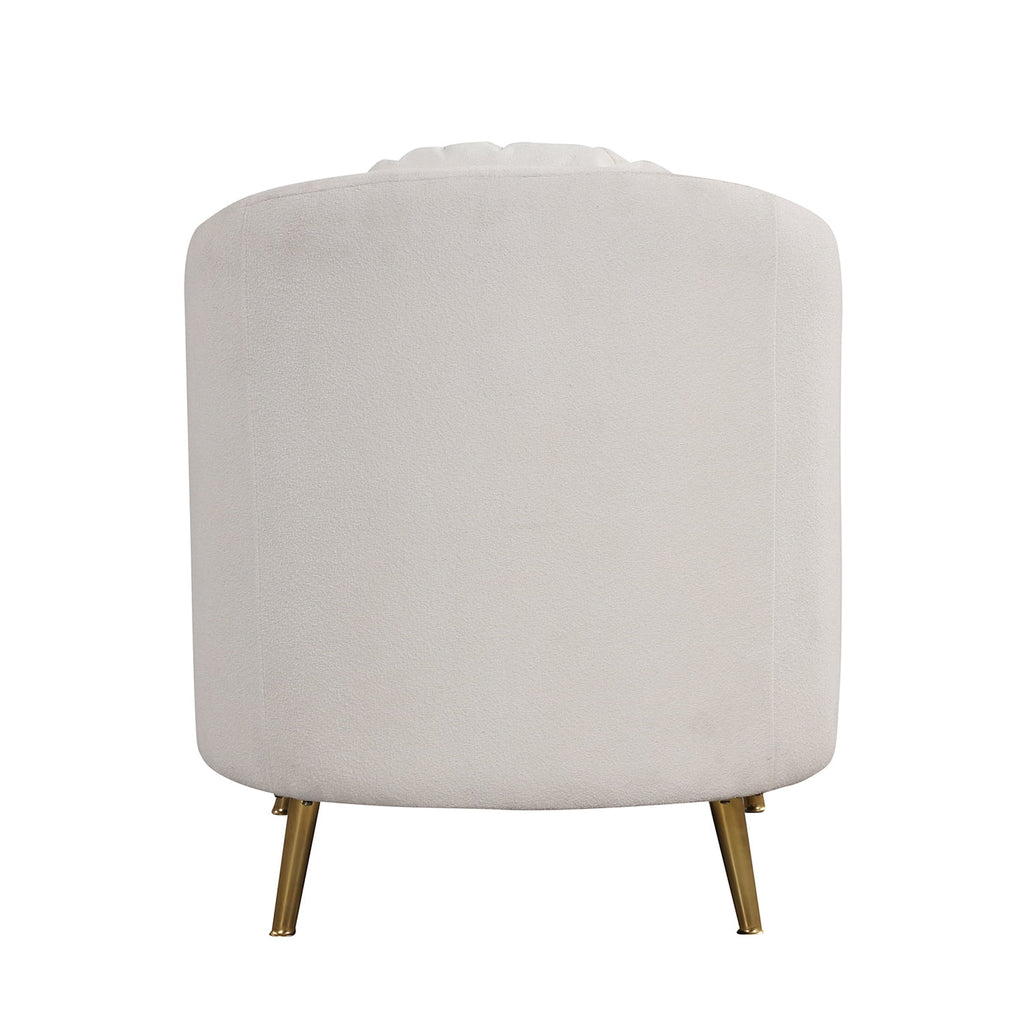 White Velvet Barrel Accent Chair with Pillow B41429