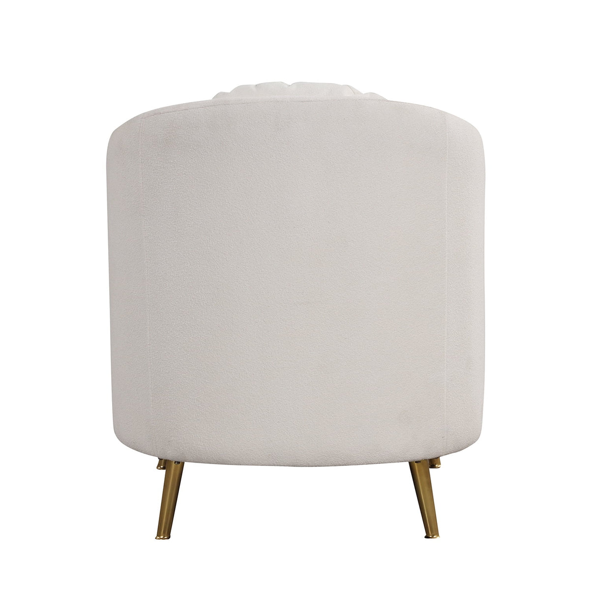 White Velvet Barrel Accent Chair with Pillow B41429