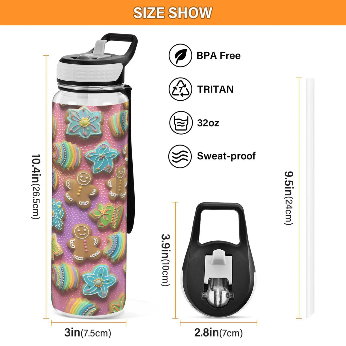 Pink 32oz Tritan Leakproof Sports Water Bottle with Straw L670524