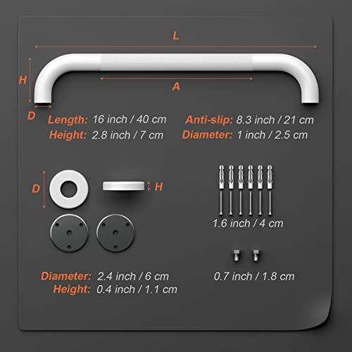 2 Pack 24 Inch Anti-Slip Shower Grab Bars with Rubber Grip Chrome Stainless Steel Bathroom Wall Mount Grab Bar Handle Y61642
