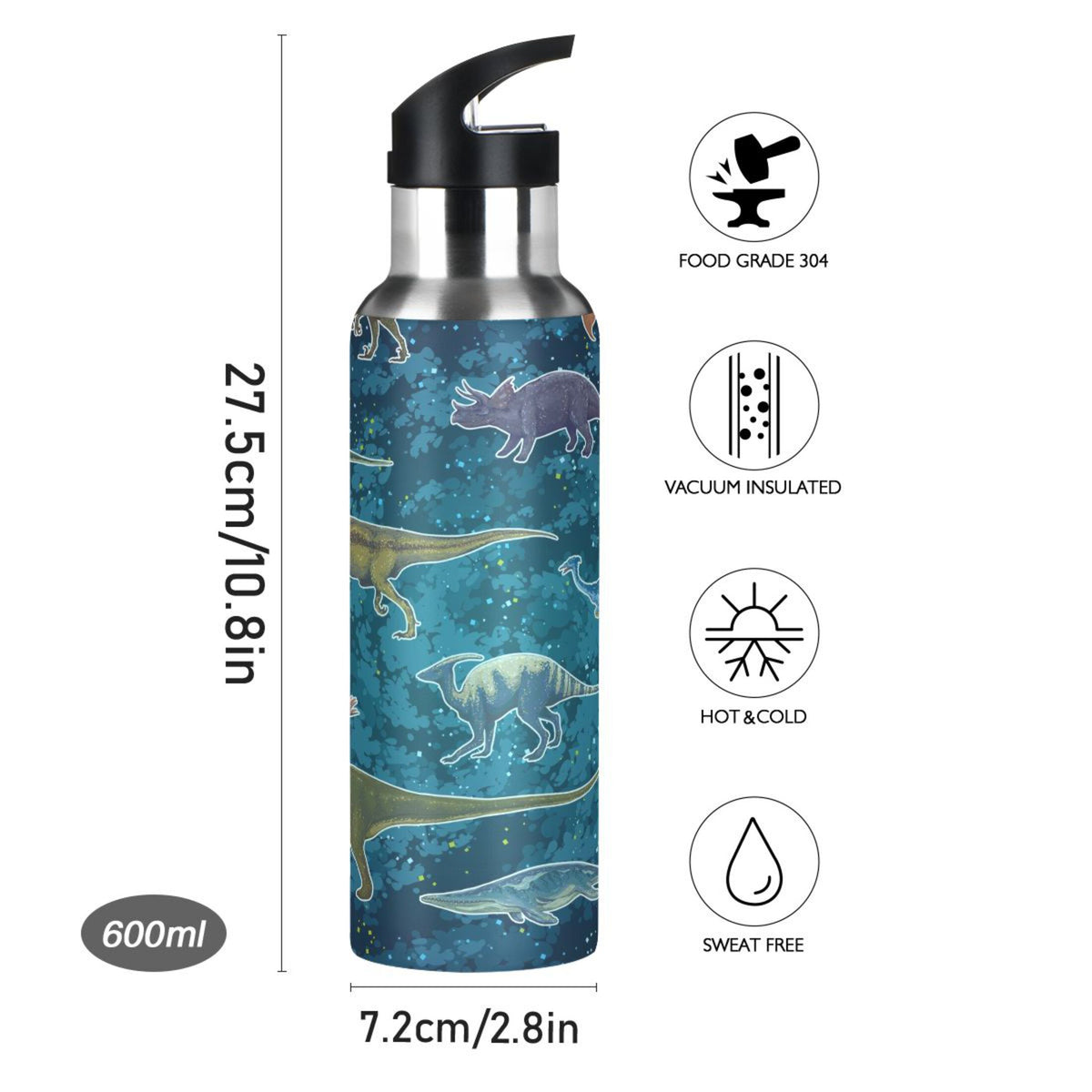 Stainless Steel Water Bottle with Straw Lid Vacuum Insulated 20 OZ G47673