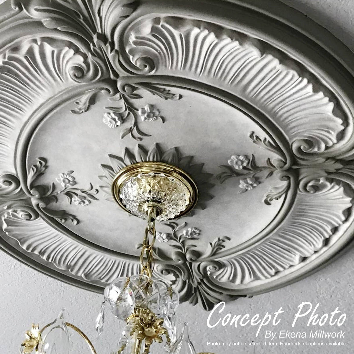 18 inch x 1 3/4 inch Hand-Painted Warm Silver Ceiling Medallion C8452