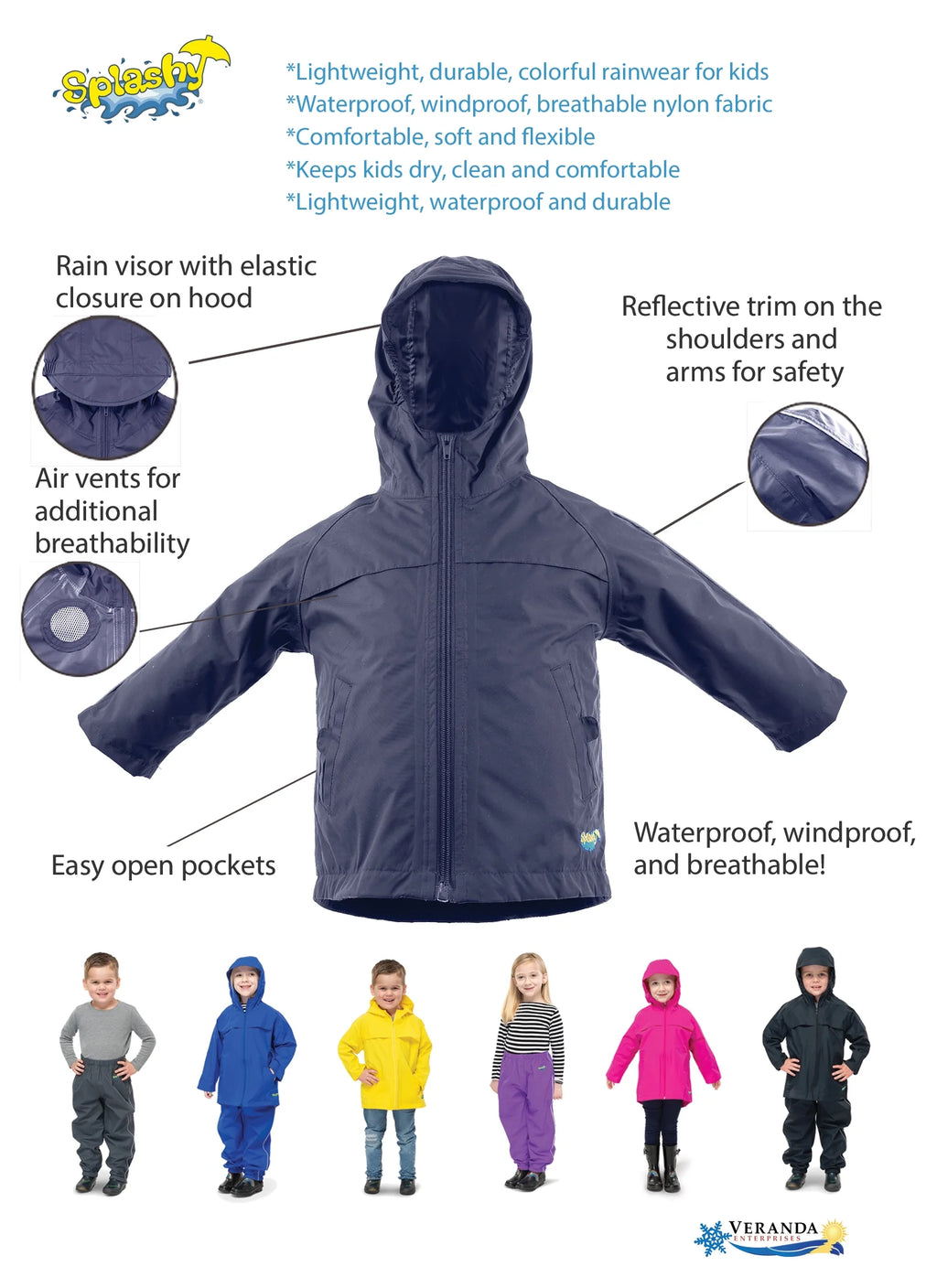 Navy Waterproof Raincoat P60305