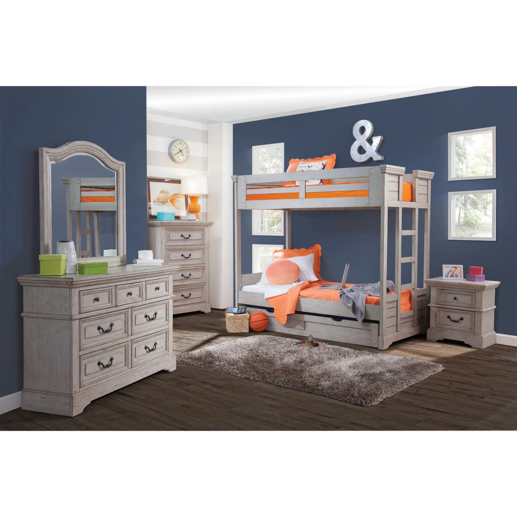 Antique Gray 7 Drawer Double Dresser C9228