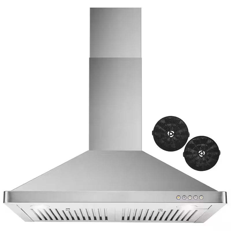 30 in. Stainless Steel Ductless Wall Mount Range Hood with Carbon Filter Kit I644
