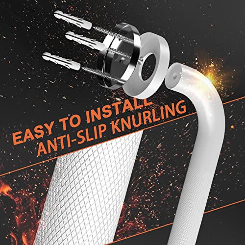 2 Pack 24 Inch Anti-Slip Shower Grab Bars with Rubber Grip Chrome Stainless Steel Bathroom Wall Mount Grab Bar Handle Y61642