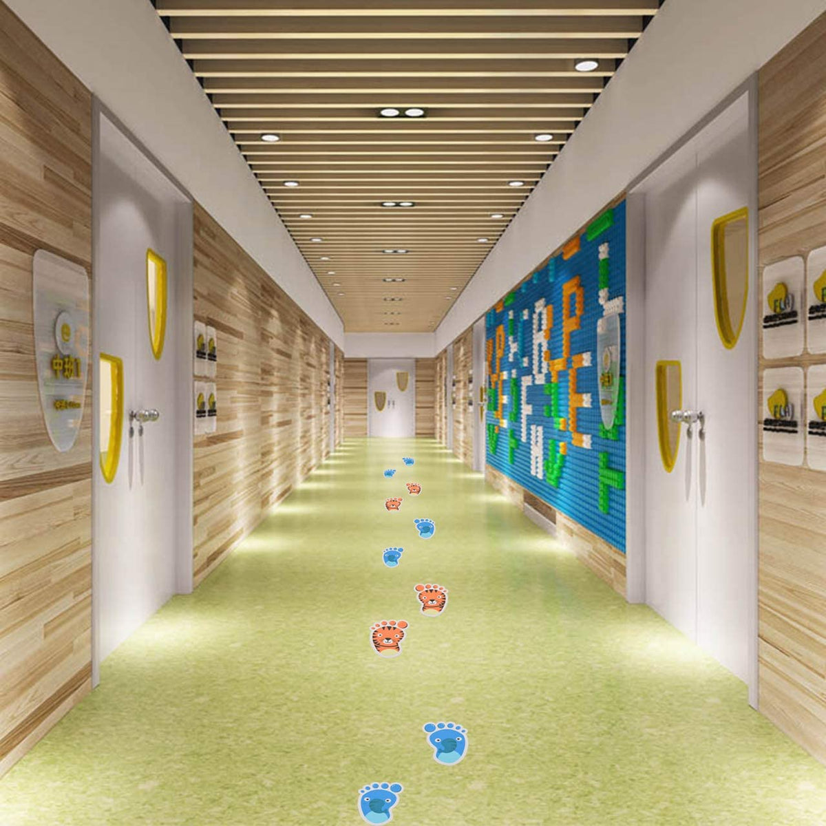 30 Pairs Self-Adhesive Floor Decals Footprint Stickers T694160