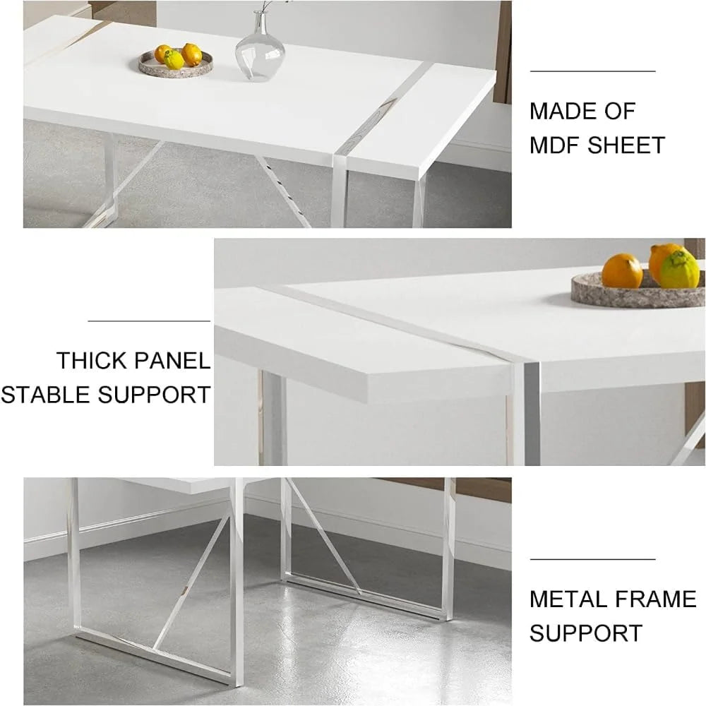 White Rectangle MDF Dining Table U195