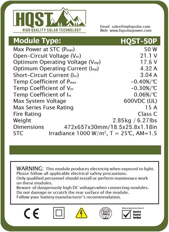 50 Watt 12 Volt Polycrystalline Portable Solar Panel Pack of 2 Y300