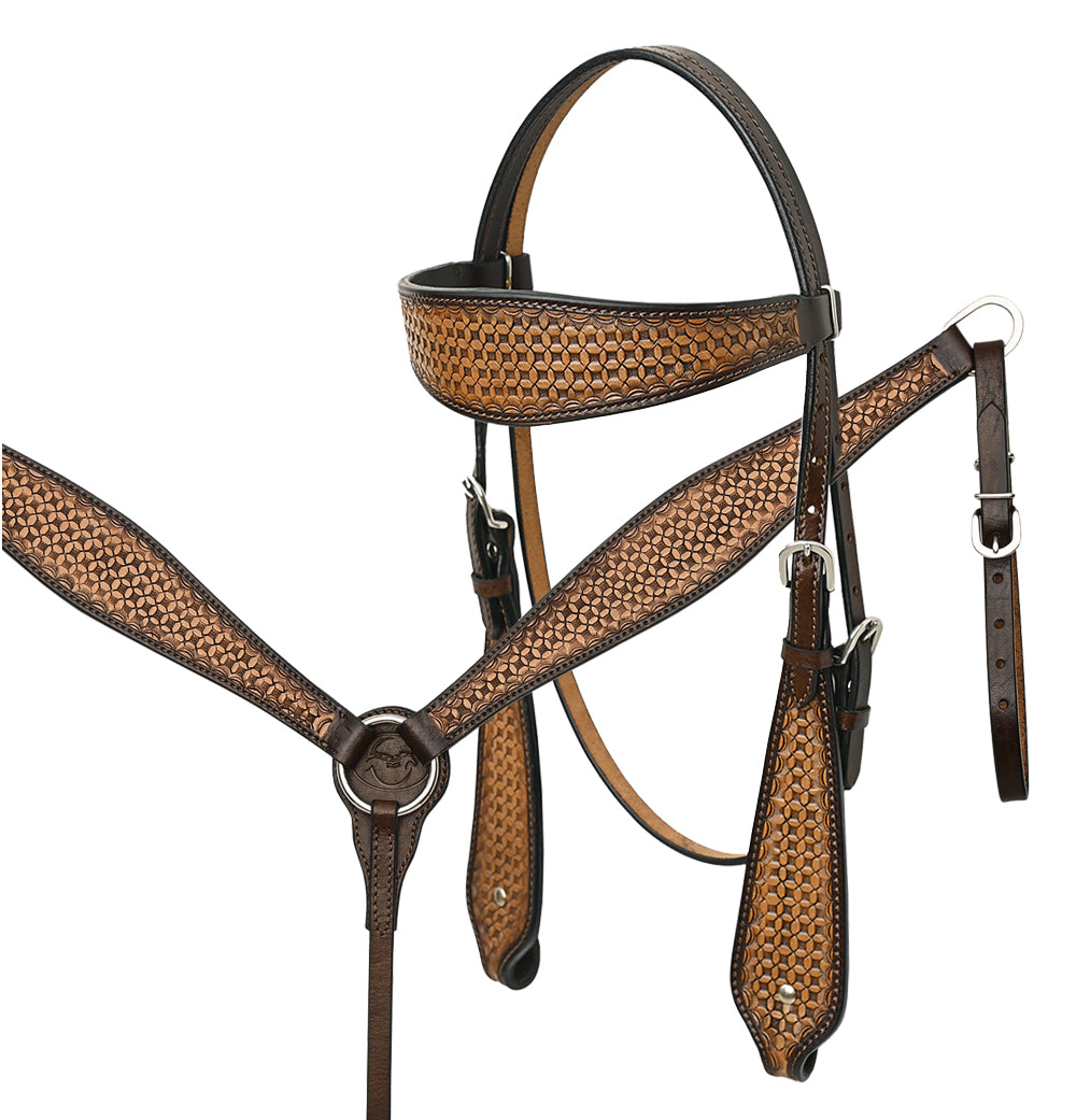 Dark Brown Leather Saddle Set with Reins B77632