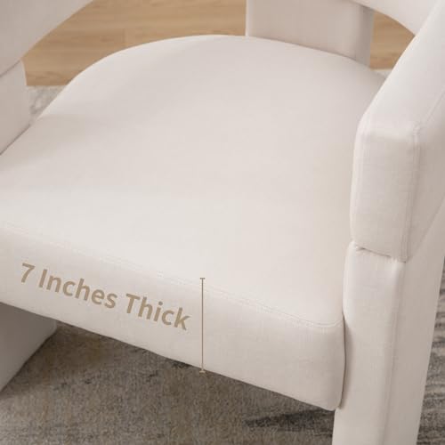 Beige Linen Barrel Accent Chair U310