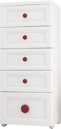 White Rolling 5 Drawer Plastic Storage Cabinet Z66892