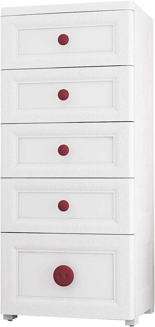 White Rolling 5 Drawer Plastic Storage Cabinet Z66892