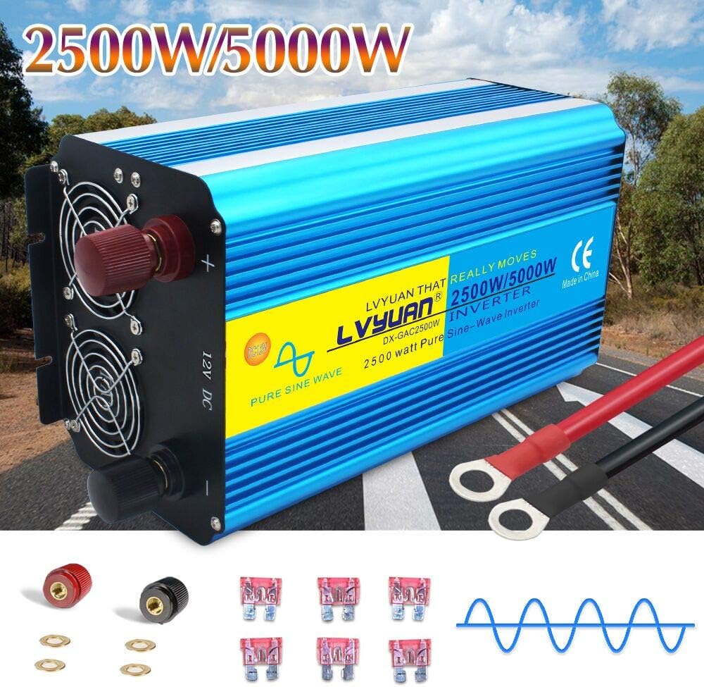 1000W Pure Sine Wave Car Power Inverter Dual AC Outlets Dual USB Charging Ports Pack of 2 V140018