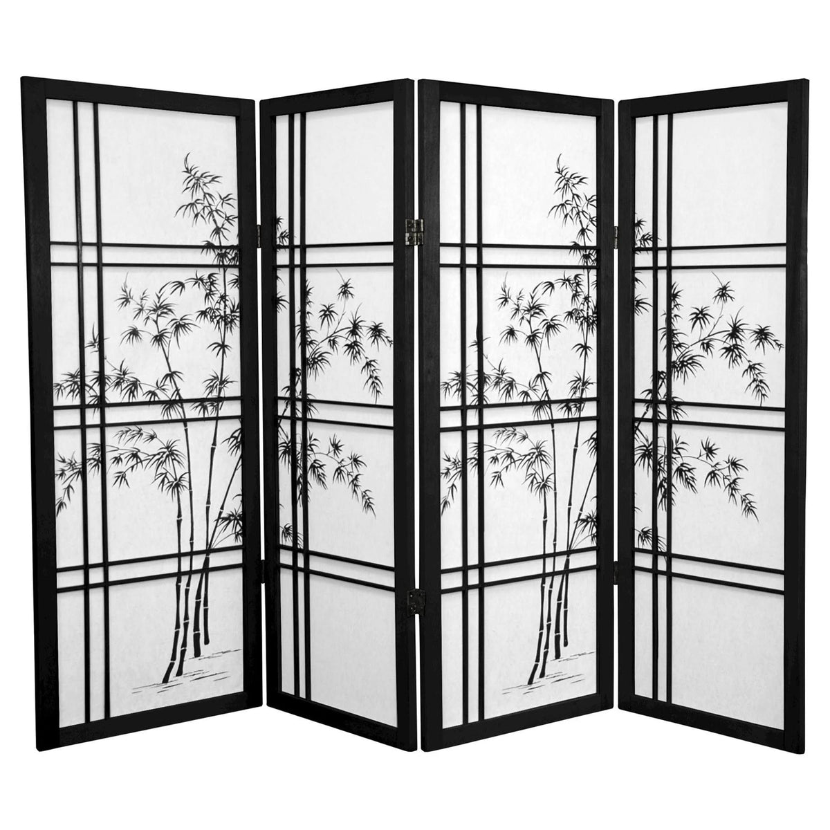 4 ft. Tall Bamboo Shoji Screen - 4 Panel - Black S11488