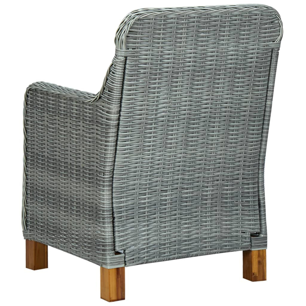 Gray Poly Rattan Patio Chairs with Cushions 2 pcs E572