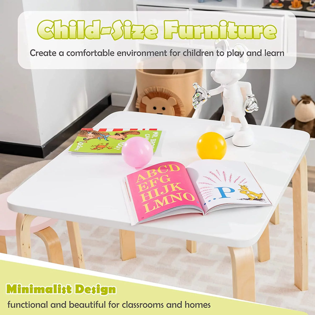 Kids Wooden Table and Stool Set, 5-Piece D646