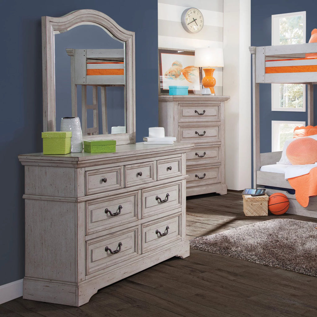 Antique Gray 7 Drawer Double Dresser C9228