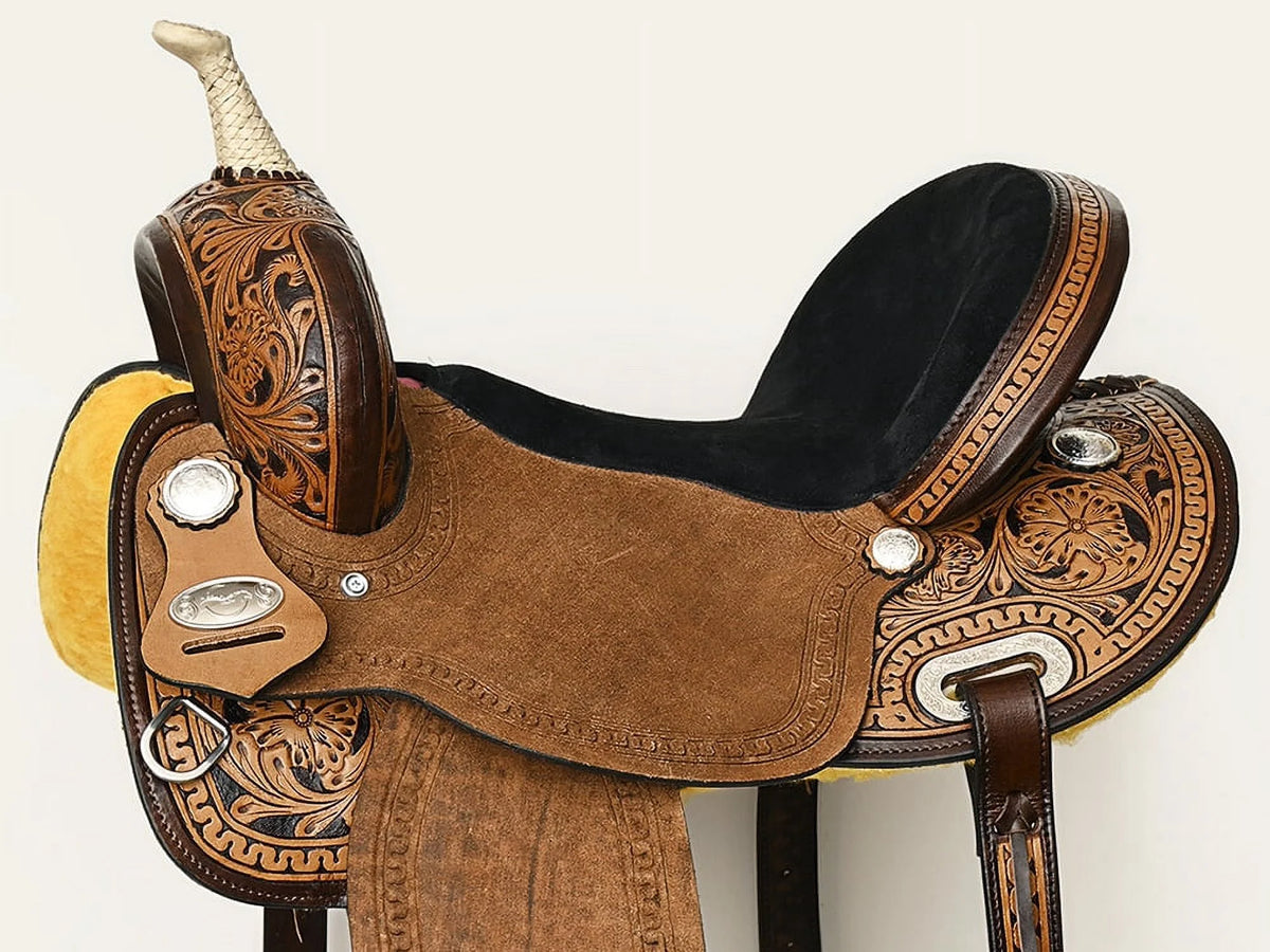 Dark Brown Leather Saddle Set with Reins B77632