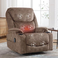 Oversized Dark Brown Power Reclining Leather Chair with Cup Holders and USB Port T7526
