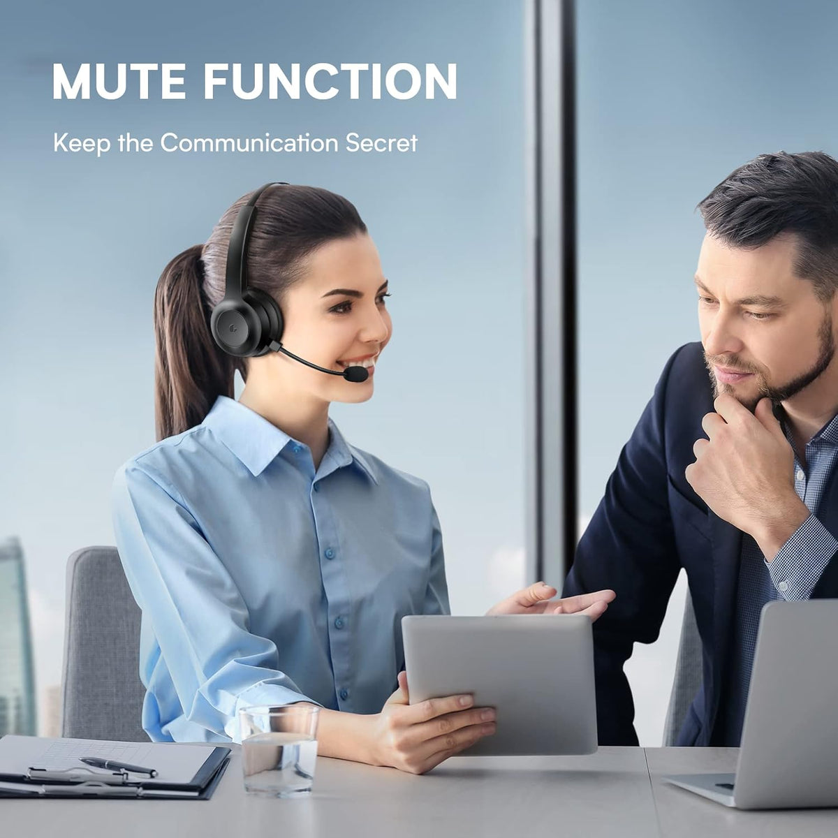Wireless Bluetooth Headset with Microphone, AI Noise Cancelling, 35 Hrs Talk Time, Pack of 2 N5917