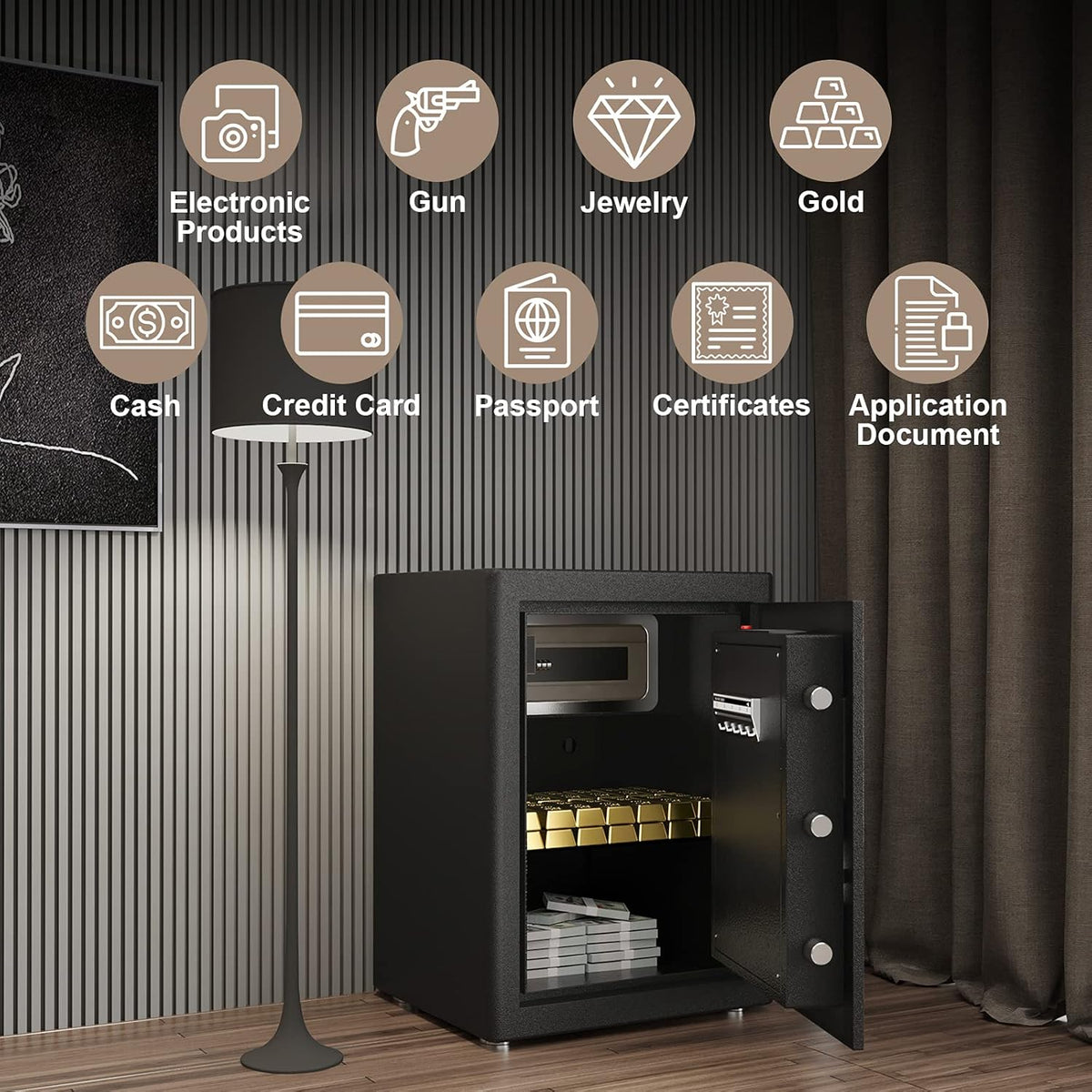 2.05 Cubic Feet Black Security Safe with LCD Digital Screen D330