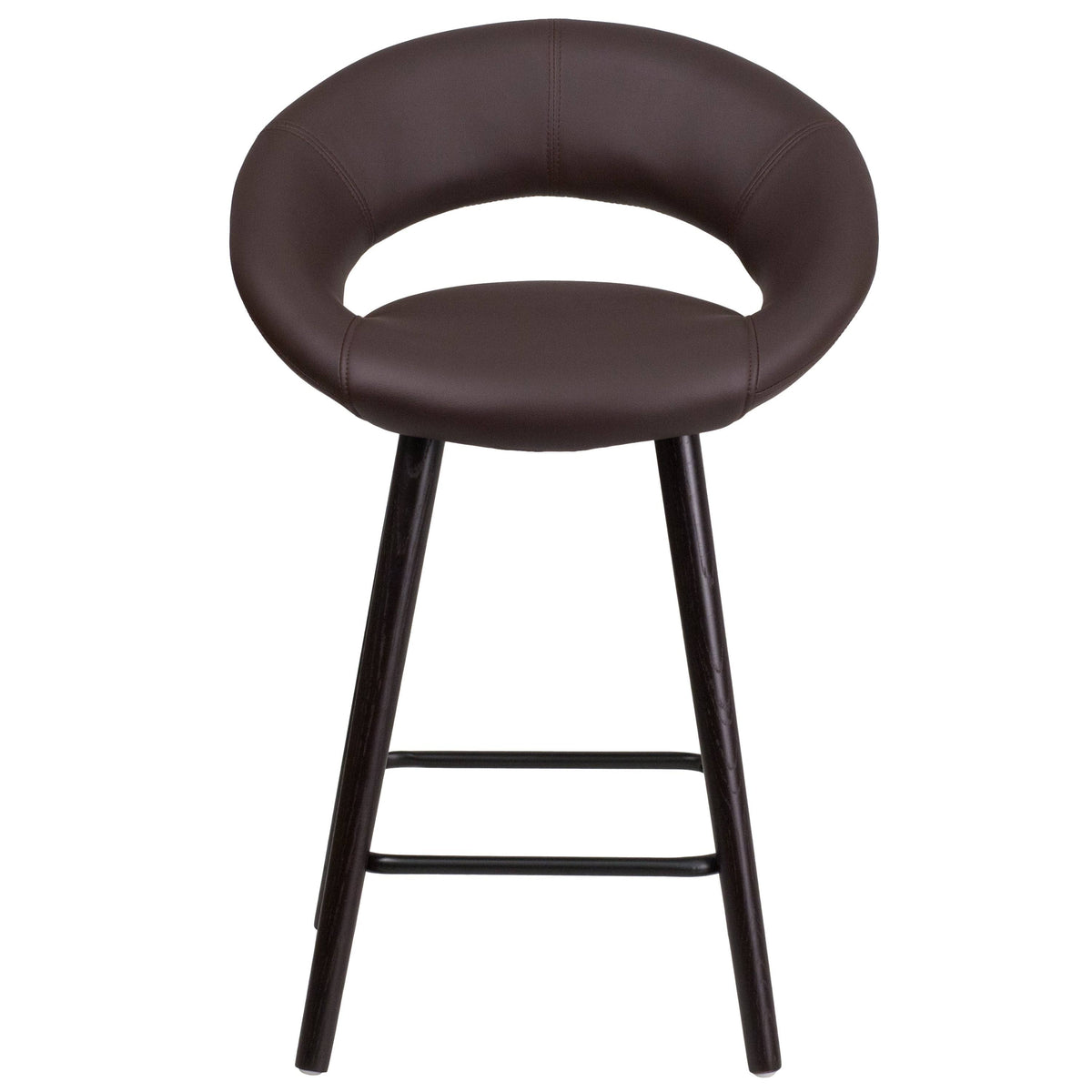 Brown Counter Stool with Wood Base (1 Stool) C66407