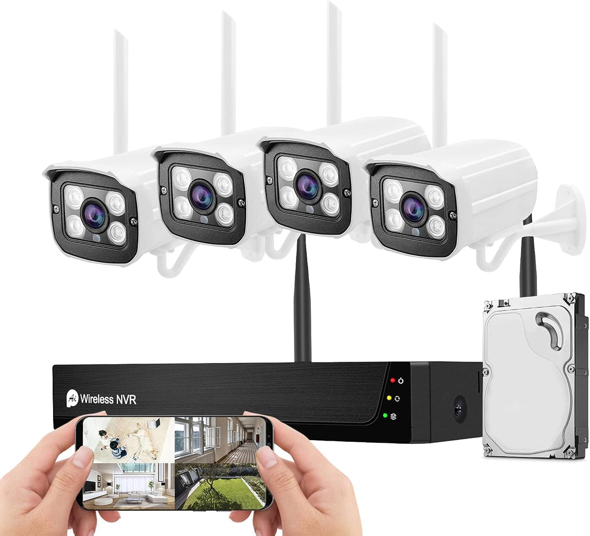1080P 8CH NVR 4Pcs WiFi IP Surveillance Camera with 1TB Hard Drive J645