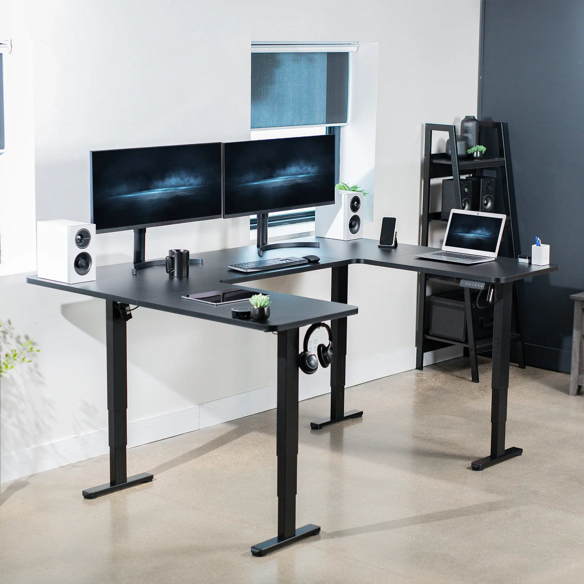 Black U-Shaped Height Adjustable Electric Standing Desk A163889