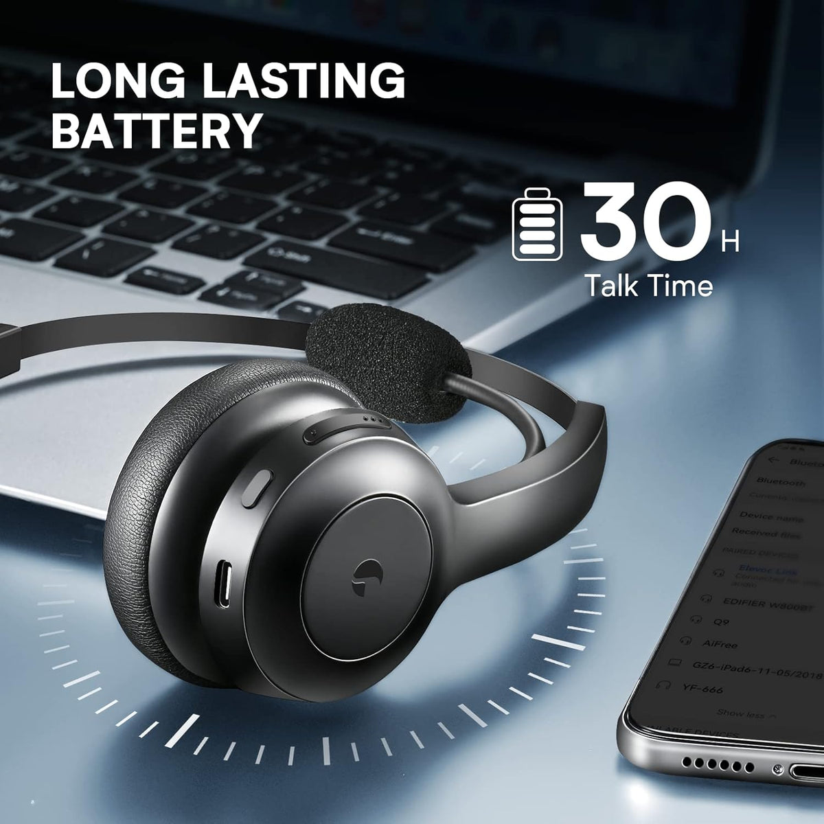 Wireless Bluetooth Headset with Microphone, AI Noise Cancelling, 35 Hrs Talk Time, Pack of 2 N5917
