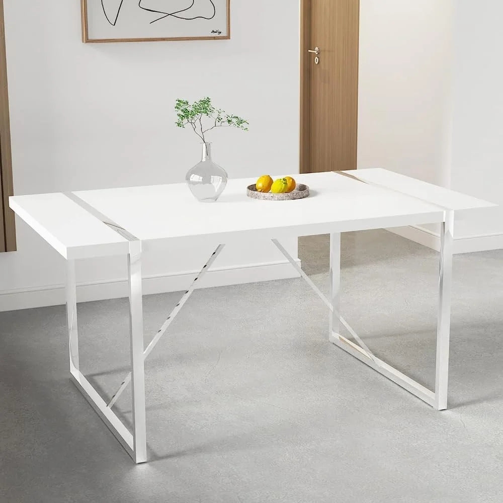 White Rectangle MDF Dining Table U195