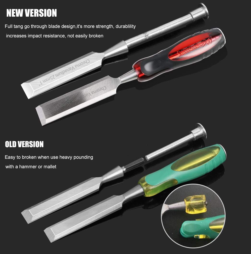 12 pc Wood Chisel Set Heat-Treated Cr-V Alloy Blades Woodworking Tools Q6928
