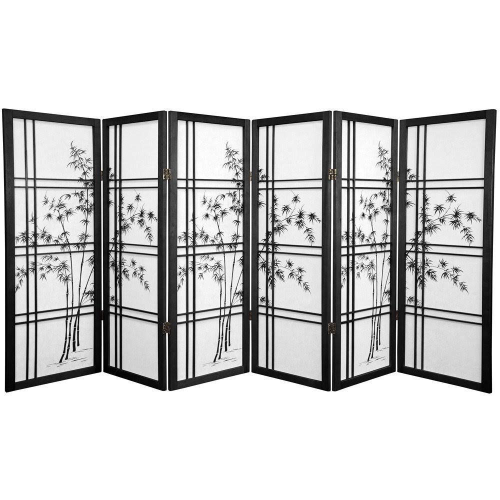 4 ft. Tall Bamboo Shoji Screen - 4 Panel - Black S11488
