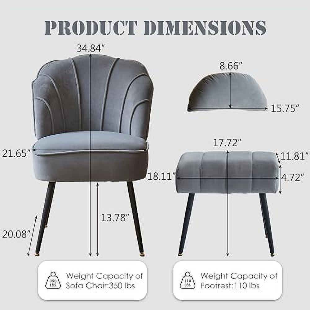 Beige Velvet Wingback Accent Chair with Ottoman F17942