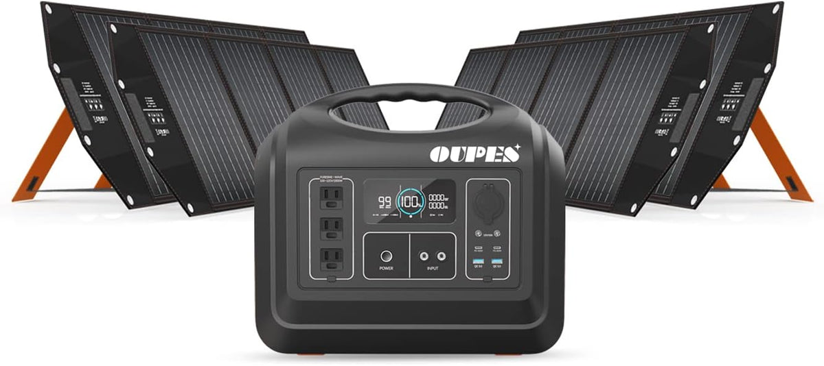 1488Wh 1800W Portable Power Station with 400W Solar Panel, LiFePO4 Battery Pack 3 AC Outlets T3666