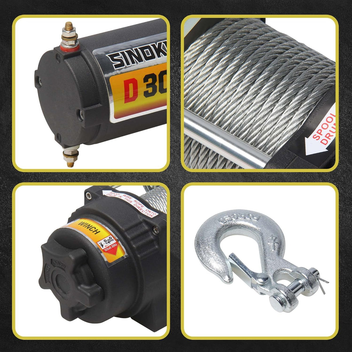 12VDC 3000LB UTV ATV Winch with Steel Cable Electric Winch Kit with Wireless Remote Control J64050
