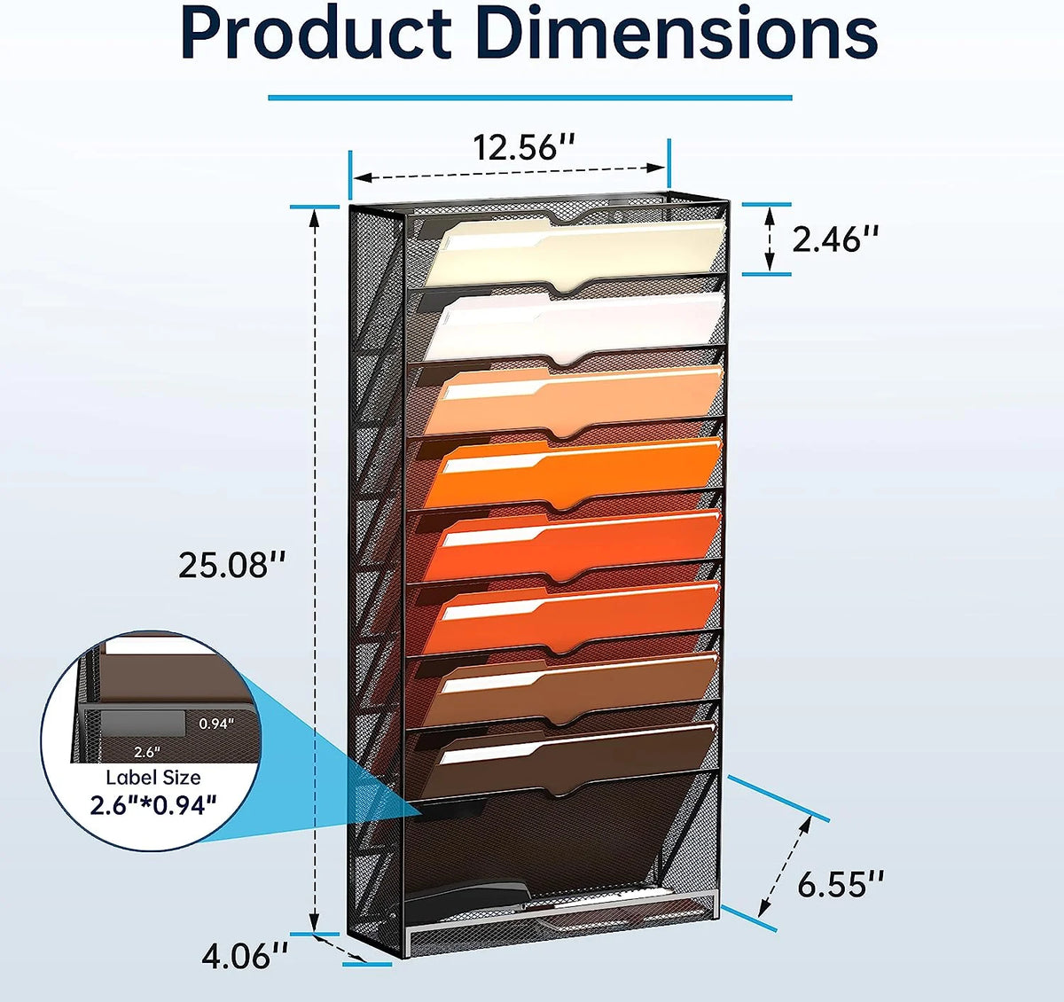 Black 10-Tier Desktop Organizer Wall File Holder S9257