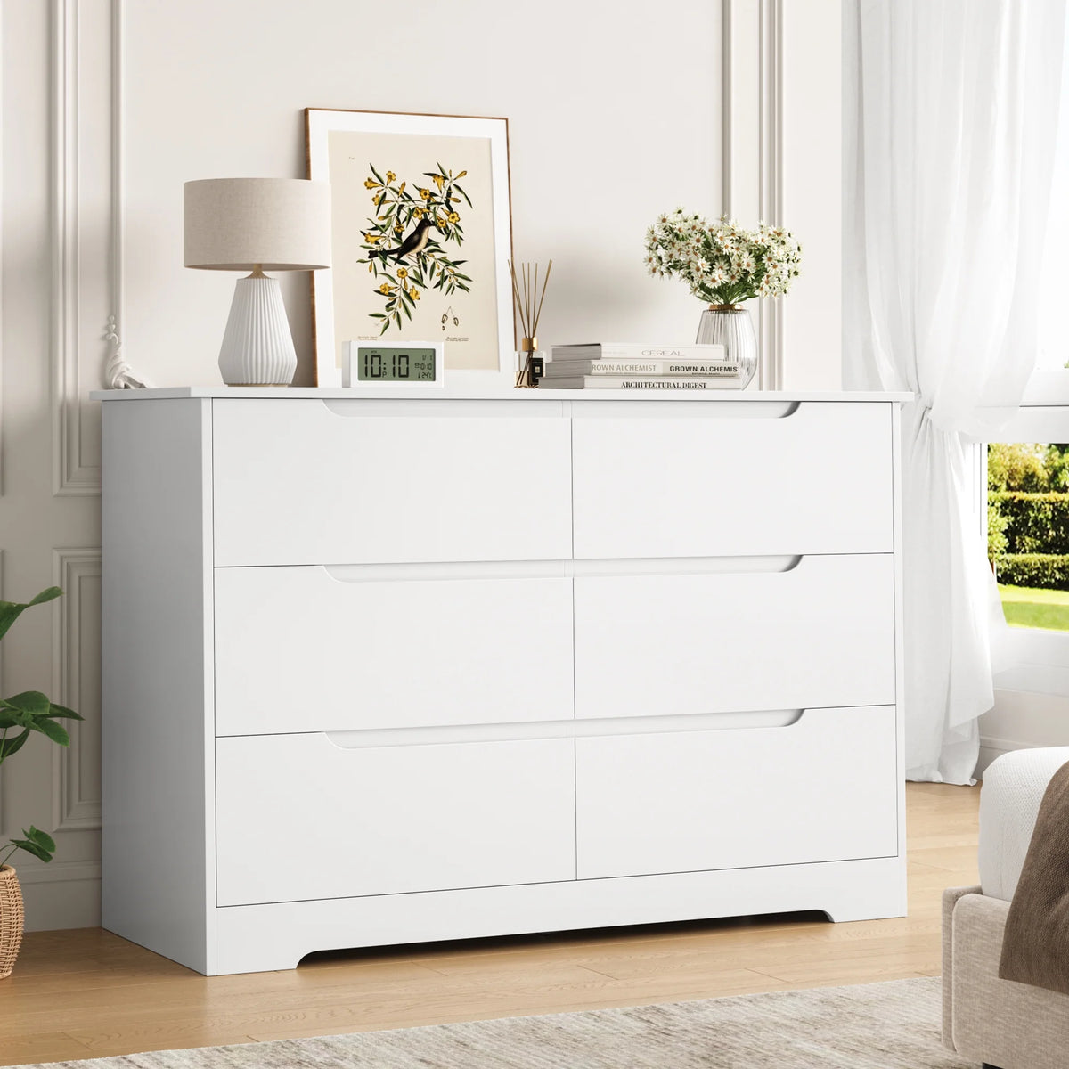 White 6 Drawer Wood Dresser Z5225