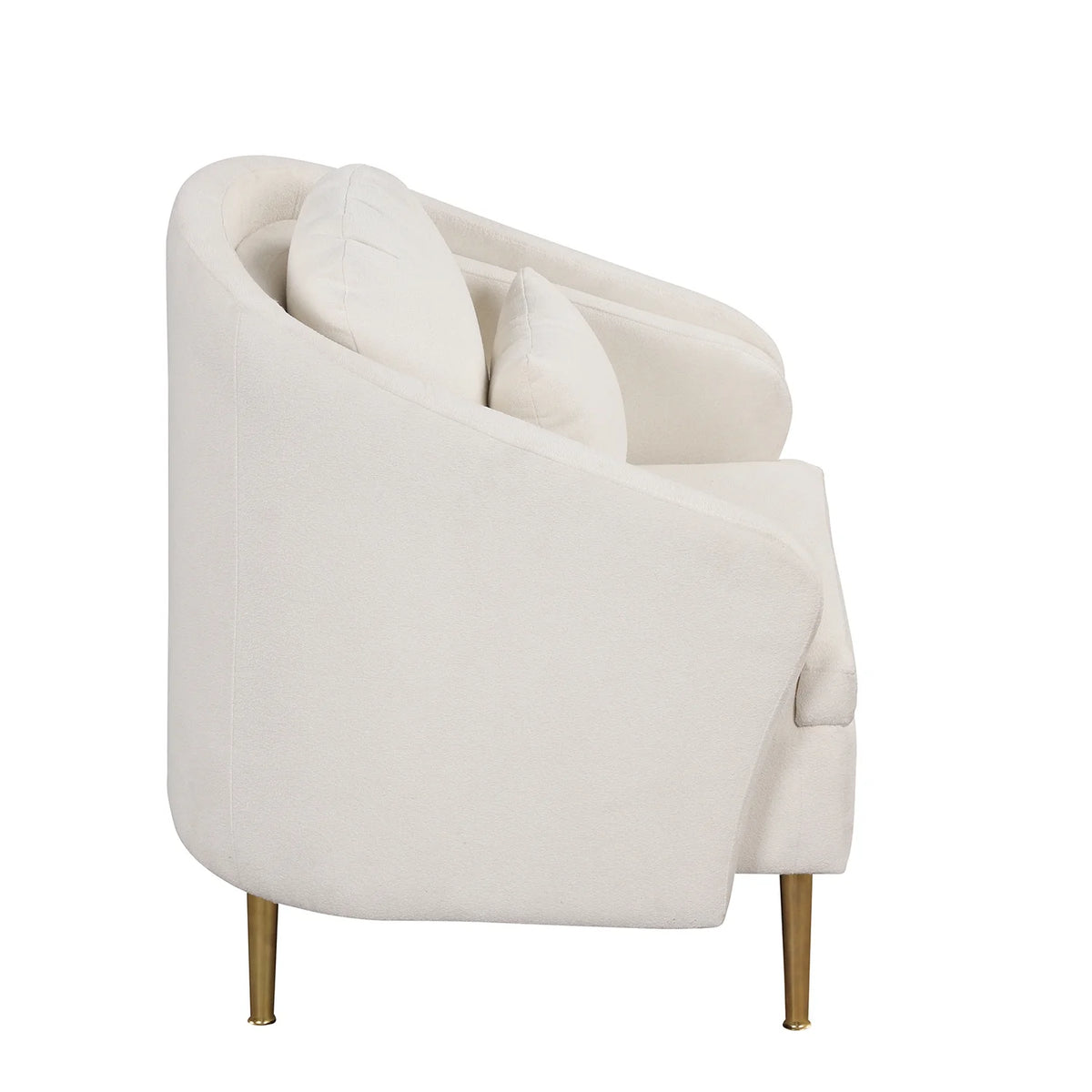 White Velvet Barrel Accent Chair with Pillow B41429
